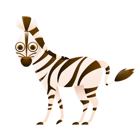 Zebra cute cartoon character isolated on white background. Vector illustrationのイラスト素材