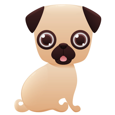 Pug cute cartoon character isolatedのイラスト素材