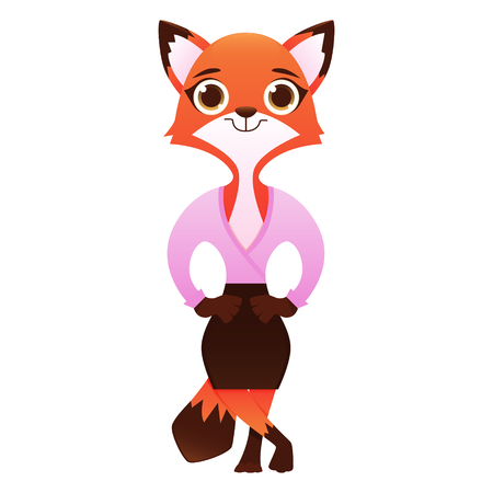 Modern business woman fox isolated on white background. Vector illustrationのイラスト素材