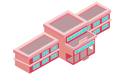 Isometric school on a white background. Vector illustrationのイラスト素材