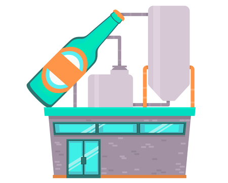 Beer factory isolated on white background. Flat design. Vector illustrationのイラスト素材