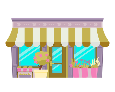 Flower shop isolated on white background. Flat design. Vector illustrationのイラスト素材