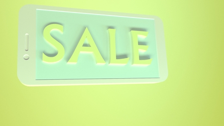 Message Sale on a mobile phone. Green background