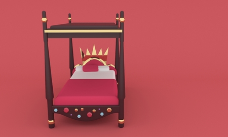 Bed with crown and precious stones. 3d renderingの写真素材