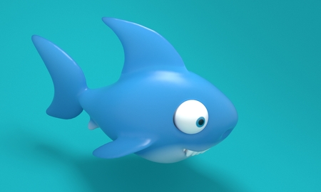 Model toy Shark on a blue background. 3d renderingの写真素材