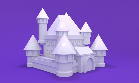 Classic white castle on a purple background. 3d renderingの写真素材