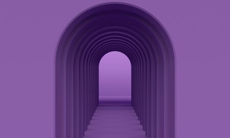 Lilac abstract background with arch. Backdrop design for product promotion. 3d renderingの写真素材