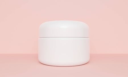 Mockup White skin cream packaging on a pink background. 3d renderingの写真素材