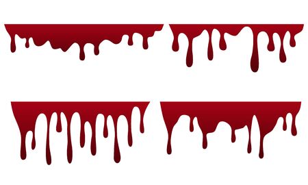 Set of dripping red blood isolated on a white background. Vector illustrationのイラスト素材