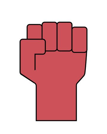 Red fist icon with a black line. Protest concept. Flat design. Vector illustrationのイラスト素材