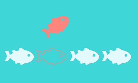 Creative solution concept. Fish on a blue background. Flat design. Vector illustrationのイラスト素材