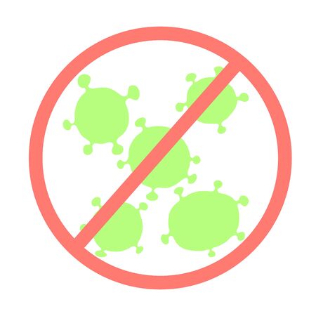 Coronavirus COVID-19 and ban sign Isolated on white background. Flat design. Vector illustrationのイラスト素材