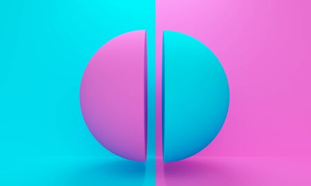 Abstract background with pink and blue half ball. Backdrop design for product promotion. 3d renderingの写真素材