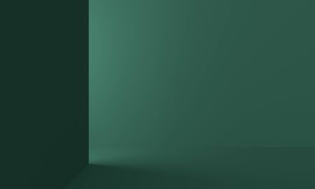 Green room with light from the entrance. Backdrop design for product promotion. 3d renderingの写真素材