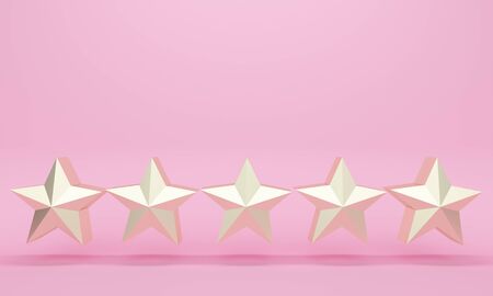 Pink abstract background with golden flying stars. Backdrop design for product promotion. 3d renderingの写真素材