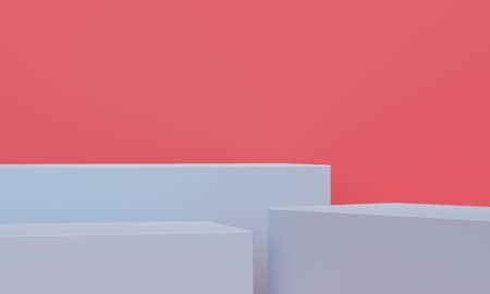 Abstract red background with podium rectangle. Backdrop design for product promotion. 3d rendering
