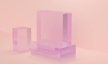Abstract pink background with a glass podium. Backdrop design for product promotion. 3d renderingの写真素材