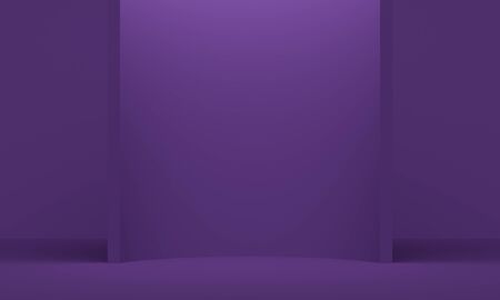 Lilac room with wall and overhead lighting. Backdrop design for product promotion. 3d rendering
