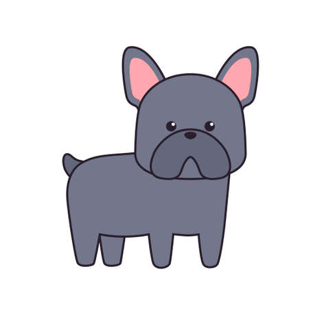 Cute little dog French Bulldog isolated on white background. Flat design for poster or t-shirt. Vector illustrationのイラスト素材