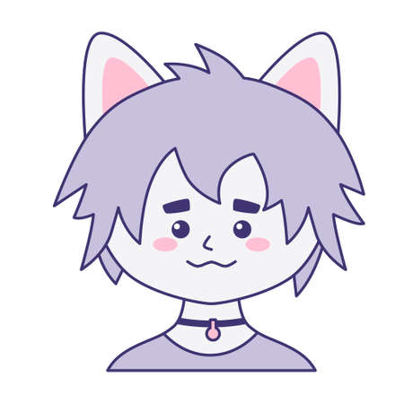 Boy cat isolated on white background. Flat design for poster or t-shirt. Vector illustrationのイラスト素材
