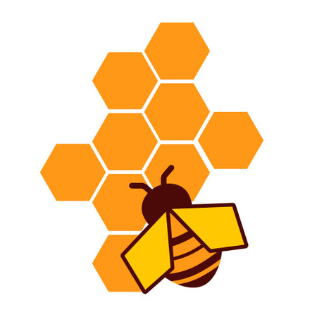 Little bee and honey isolated on white background. Flat design for card or t-shirt. Vector...