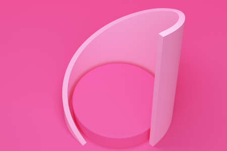 Abstract pink background with platform and swirling figure. Top view. 3d renderingの写真素材