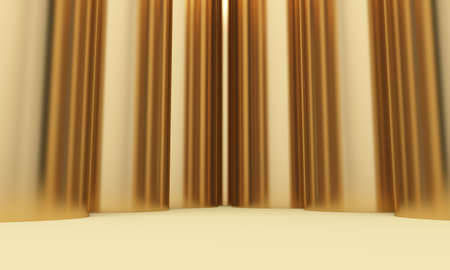 Room with large golden columns. 3d renderingの写真素材