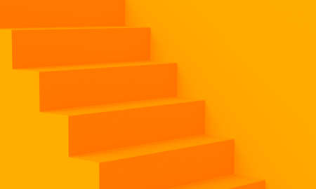 Bright orange room with staircase and wall. 3d renderingの写真素材