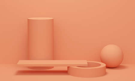 Composition of geometric shapes in balance. 3d rendering