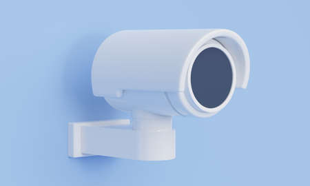 White surveillance camera. Security concept. 3d rendering