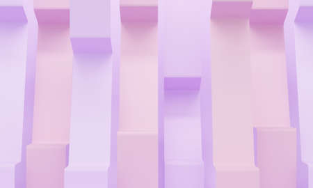 Pink lines podiums on a lilac background. 3d rendering