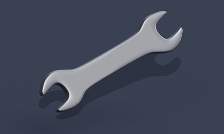 Metal wrench on dark background. 3d renderingの写真素材