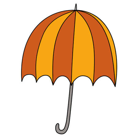 Vector isolated object double color open umbrella. Rainy weather. Colorful umbrellaのイラスト素材
