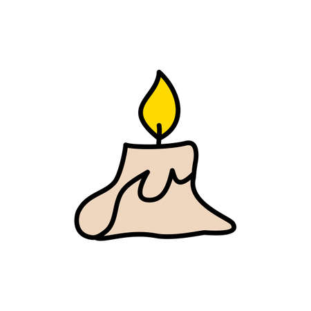 Vector isolated halloween element white melted candle. Romantic decoration. Burning candleのイラスト素材