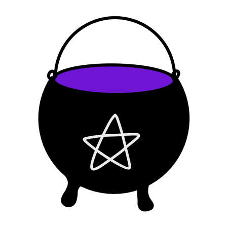 Vector isolated halloween element black magic cauldron. Halloween decoration elementのイラスト素材