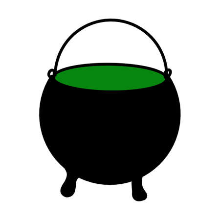 Vector isolated halloween element black magic cauldron. Halloween decoration elementのイラスト素材
