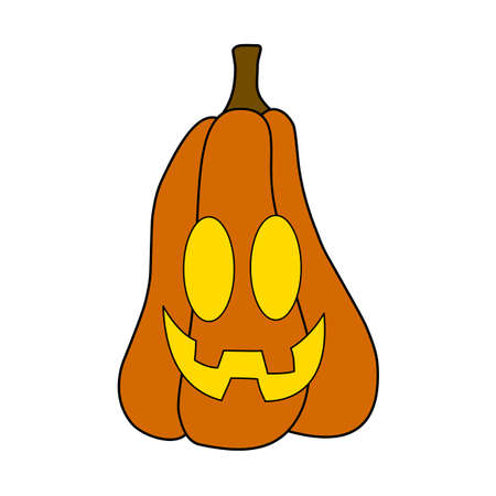 Vector isolated halloween element orange scary pumpkin. Tradition halloween decoration elementのイラスト素材