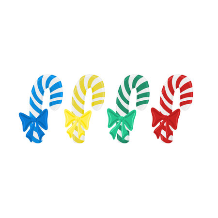 Vector holiday red, blue, green and yellow candy cane collection. Christmas decoration elements for greeting cards, promote, design product and otherのイラスト素材