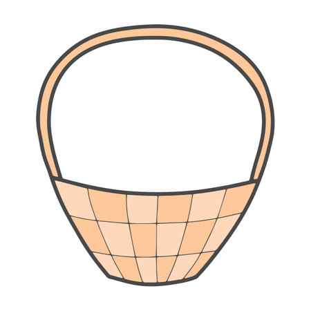 Vector doodle wicker basket isolated illustration. Decoration for greeting cards,   posters, banners and cliparts.のイラスト素材