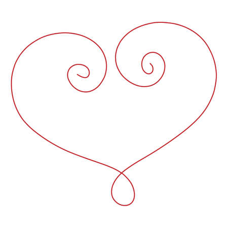 Vector heart decoration element red lineart. Heart shape beautiful decoration for invitations, greeting cards, weddingのイラスト素材