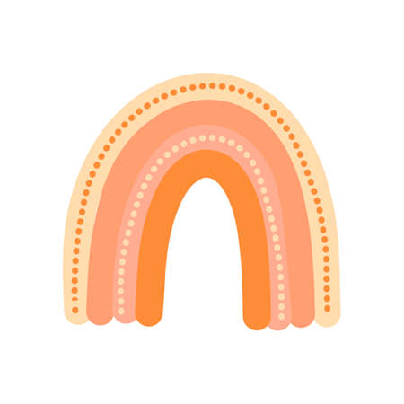 Boho colors trendy rainbow isolated vector illustration. Girly decoration elements. Nursery print for kids.のイラスト素材