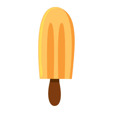 Orange flat ice cream vector isolated illustration. Natural frozen juice. Tasty cold sweet food for summertime.のイラスト素材