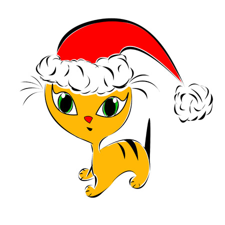Vector illustration of Christmas catのイラスト素材
