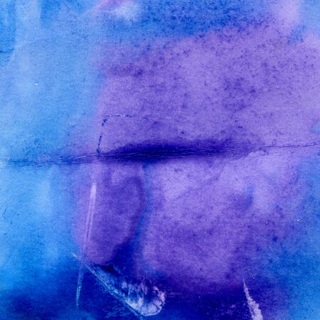 Watercolor illustration. Texture. Watercolor transparent stain. Blur, spray Violet and blueの写真素材