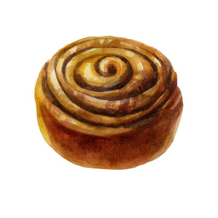Watercolor illustration bun. Rich pastries. Tasty bakery.の写真素材