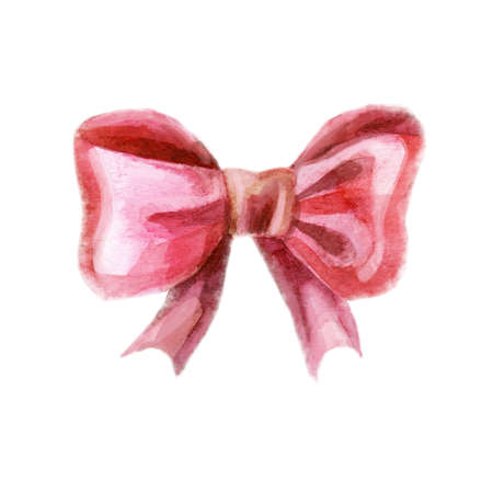 Watercolor illustration New Year's bow. Decoration for the holiday. Happy New Year. Merry Christmas.の写真素材