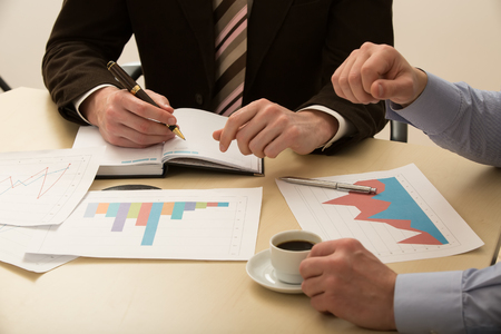 Workplace of business people. Discussion of the project.の写真素材