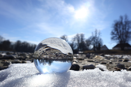 glowing lensball in natureの写真素材