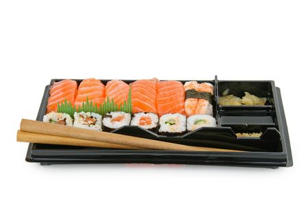 sushi and chopsticksの写真素材