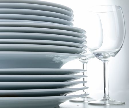 plates and glassesの写真素材